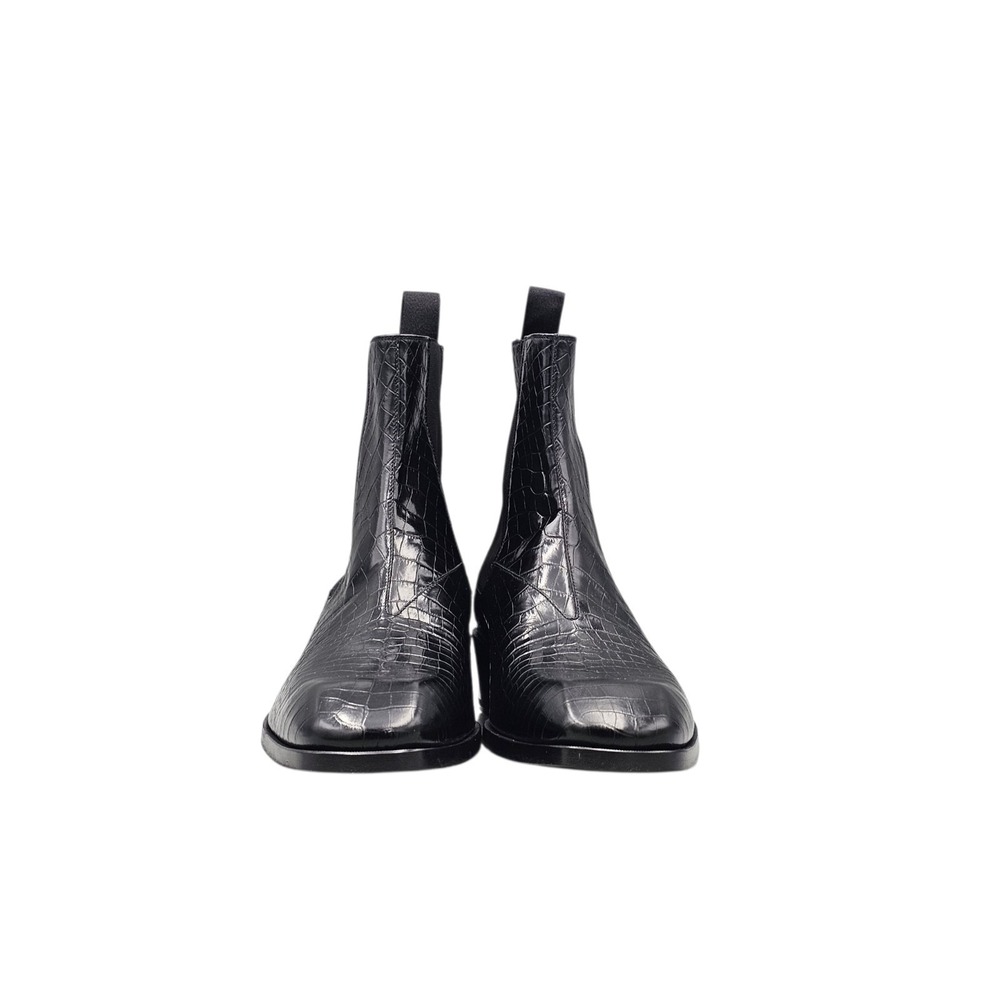 TOM FORD Men's Size 8 US Black Hainaut Croc-Effect Leather Chelsea Boots NWOB - Picture 2 of 8